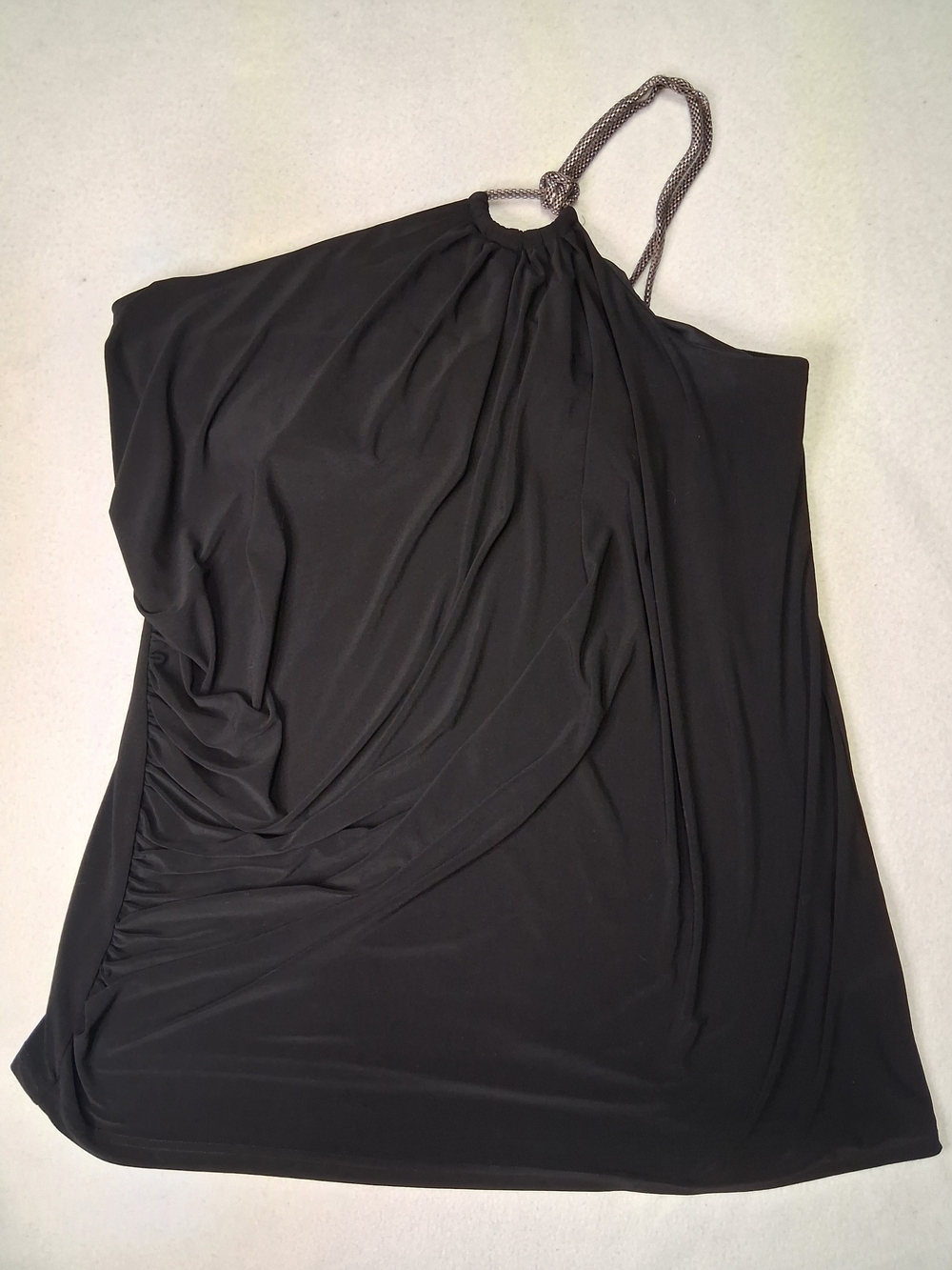 Bold Biffi for MXM Black Knot Dress Top Metallic Woven Cord Chain Strap Y2K
